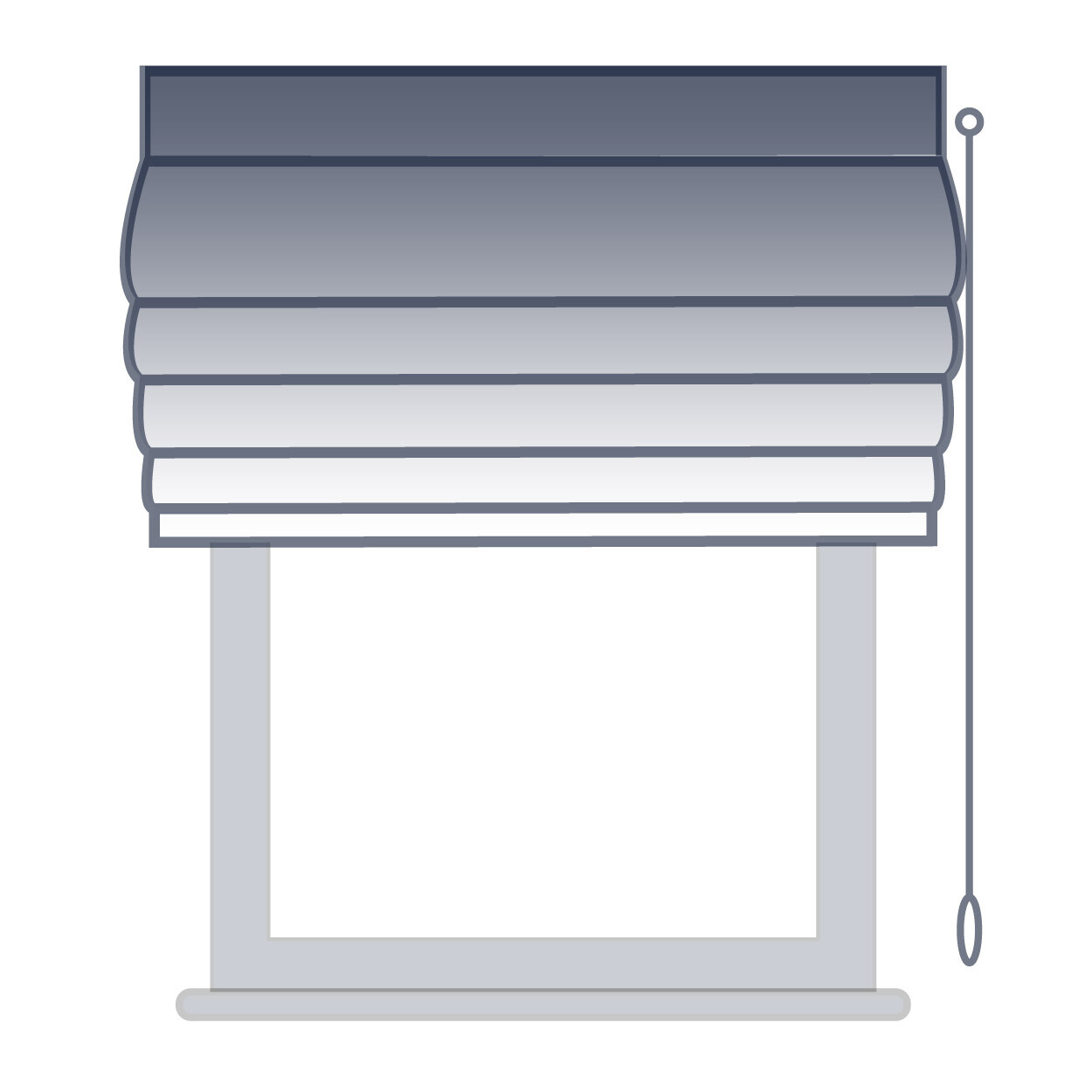 A vector graphic of a roman blind in the 'waterfall' style